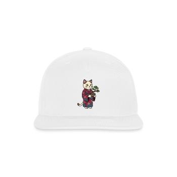 cat bonsai - Snapback Baseball Cap - white - Front