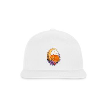 Moonlit Cat on Crescent Moon - Snapback Baseball Cap - white - Front