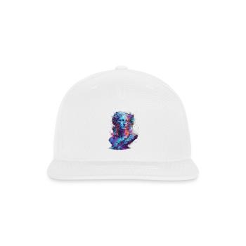 Neon Glitch Bust: Digital Marble Portrait - Snapback Baseball Cap - white - Front