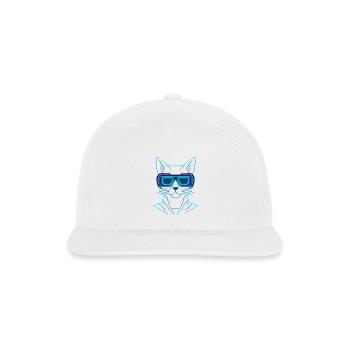 Neon Cat in VR Goggles - Snapback Baseball Cap - white - Front