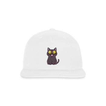 Black Surprised Kitty - Snapback Baseball Cap - white - Front