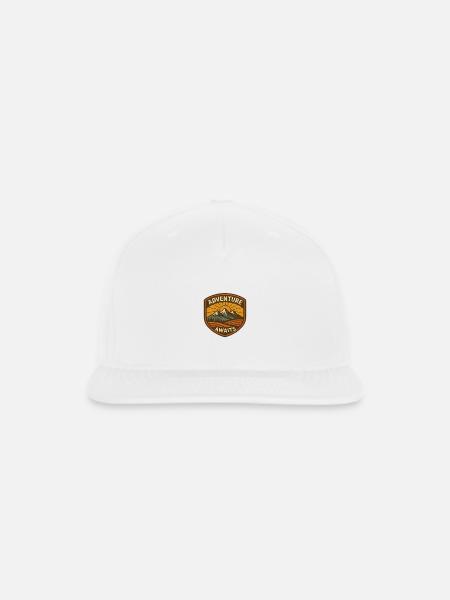 Adventure Awaits Patch - Snapback Baseball Cap - white