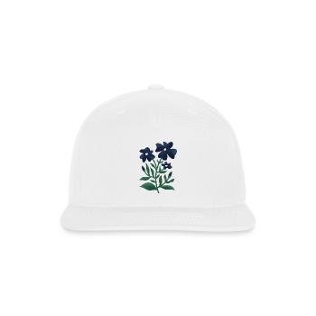 Midnight Blue Bloom Botanical Print - Snapback Baseball Cap - white - Front