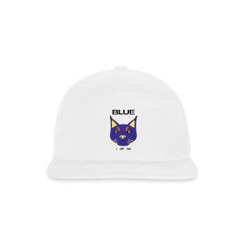 Blue Cat Face Pop Art - Snapback Baseball Cap - white - Front