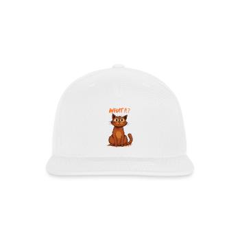 What!? Curious Cat - Snapback Baseball Cap - white - Front