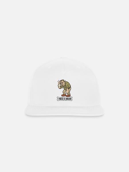 I Need a Break Fatigue Cartoon - Snapback Baseball Cap - white