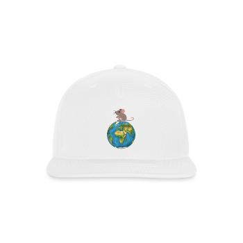 Planet earth and mouse on the top - Snapback Baseball Cap - white - Front