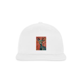 Whimsical Pink Deer Folk Art - Snapback Baseball Cap - white - Front
