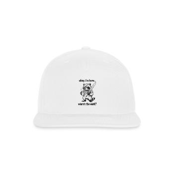 Okay I'm Here Where's The Work Funny Retro Raccoon - Snapback Baseball Cap - white - Front