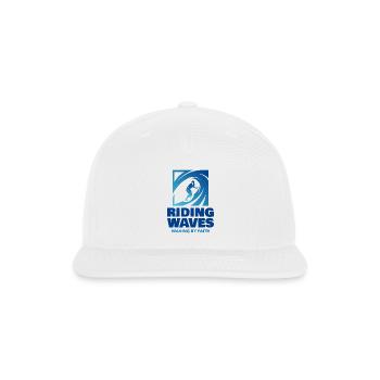 Riding Waves. Walking by Faith. Jesus Surfing.  - Snapback Baseball Cap - white - Front