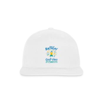 July Birthday Party With Confetti And Streamers - Snapback Baseball Cap - white - Front