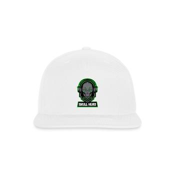 Skull Head Logo Art Design – Bold Gothic T-Shirt G - Snapback Baseball Cap - white - Front