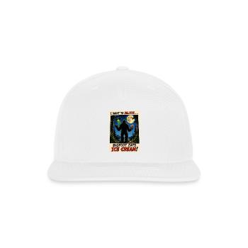 Funny Bigfoot Ice Cream UFO Shirt - Snapback Baseball Cap - white - Front