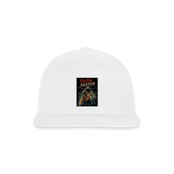 Swim Faster - Shark Attack Horror Swimming Pool  - Snapback Baseball Cap - white - Front