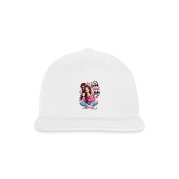 Cute girl with Coffee  - Snapback Baseball Cap - white - Front