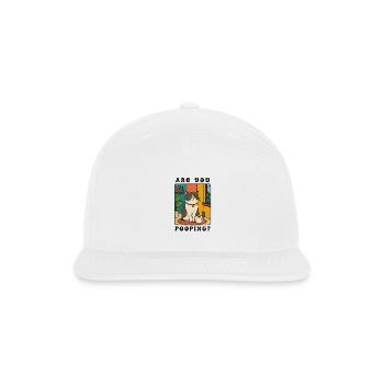 Are You Pooping Funny Grumpy Cat Bathroom Sign - Snapback Baseball Cap - white - Front