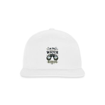 Birdwatching Binoculars Tee - Snapback Baseball Cap - white - Front