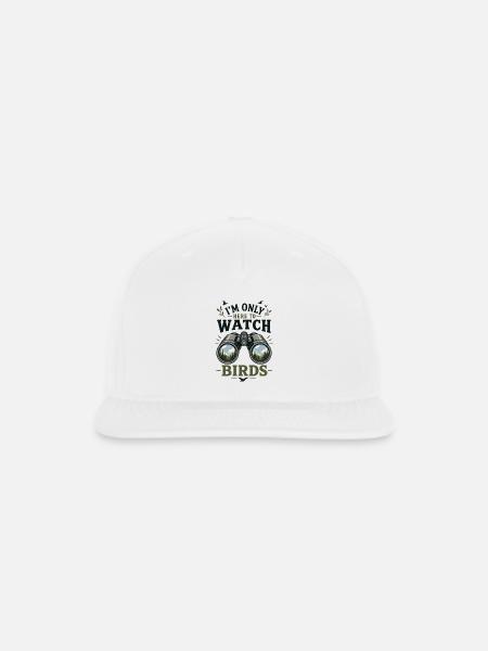 Birdwatching Binoculars Tee - Snapback Baseball Cap - white