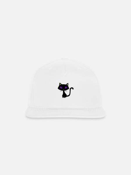 Black Cat - Snapback Baseball Cap - white