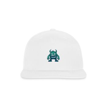 Cartoon Monster with Sharp Teeth - Snapback Baseball Cap - white - Front