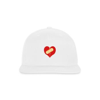 broken heart with bandaid - Snapback Baseball Cap - white - Front