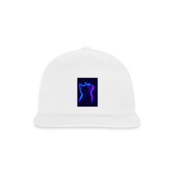 Neon Blue-Pink Cat Glow Portrait - Snapback Baseball Cap - white - Front