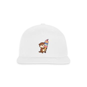 Otter Rainbow Ice Cream Cone - Snapback Baseball Cap - white - Front