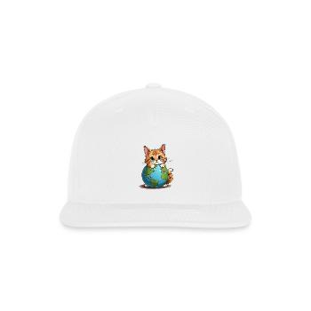 Cat Love The Planet Earth - Snapback Baseball Cap - white - Front