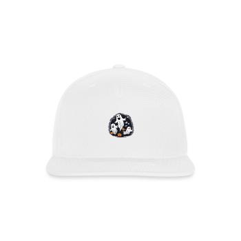 Glowing Ghosts Minimalist Glow in the Dark Shirt - Snapback Baseball Cap - white - Front