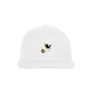 Surprised Ramen-Loving Black Cat - Snapback Baseball Cap - white - Front