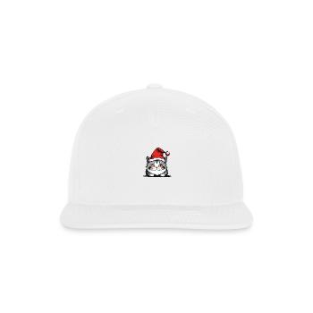 Gray Christmas Cat - Snapback Baseball Cap - white - Front
