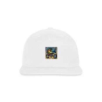 Giant Iguana Cruising on His Motorcycle - Snapback Baseball Cap - white - Front