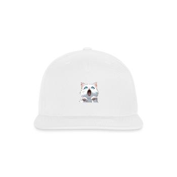 PURRCRAFT - Shocked Cat - C - Snapback Baseball Cap - white - Front