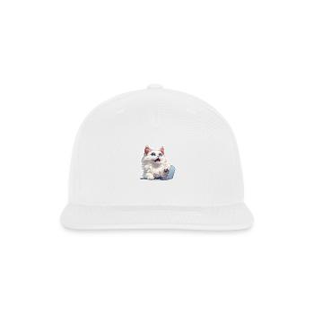 PURRCRAFT - Shocked Cat - B - Snapback Baseball Cap - white - Front