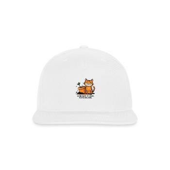 Sassy Orange Tabby and Plant - I knocked it over - Snapback Baseball Cap - white - Front