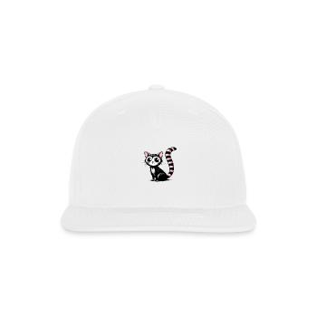 black and white sketched cat sitting slightly - Snapback Baseball Cap - white - Front