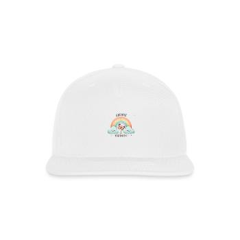 "Radiate Positivity" Whimsical Rainbow Art - Snapback Baseball Cap - white - Front