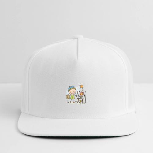 Cartoon Artist Boy Kids Painting T-Shirt - Snapback Baseball Cap