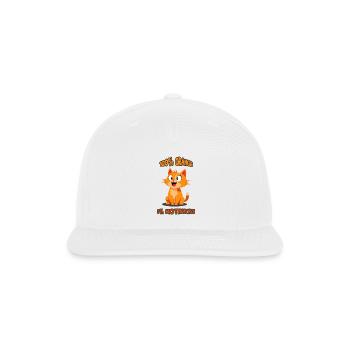 orange cat illustration - Snapback Baseball Cap - white - Front