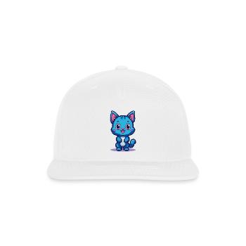 Charming Pixel Blue Kitten - Pixelated Cute Cat - Snapback Baseball Cap - white - Front