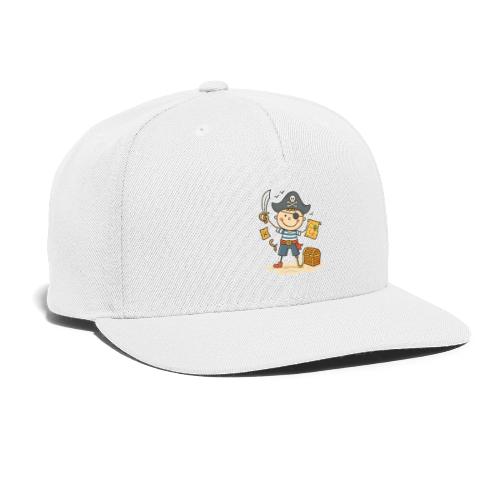 Cartoon Pirate Boy with Treasure Map Kids T-Shirt - Snapback Baseball Cap