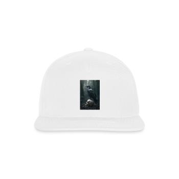 Dark Raven on Skull - Snapback Baseball Cap - white - Front