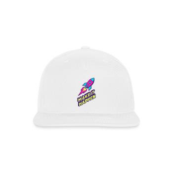 Make It Happen • Neon Isometric Rocket Design - Snapback Baseball Cap - white - Front