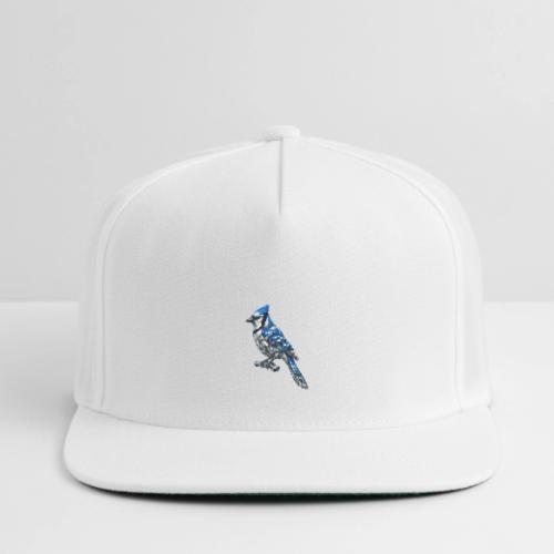 Silver Blue Jay on Perch - Snapback Baseball Cap