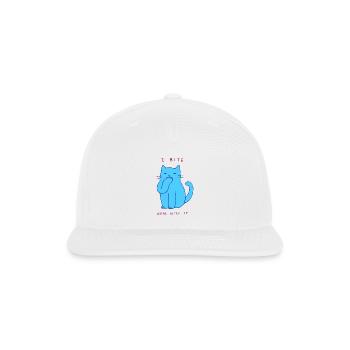 Sassy Blue Cat I Bite Deal With It For Office - Snapback Baseball Cap - white - Front