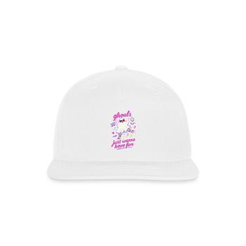 Retro Pink Dancing Ghost Ghoul Just Wanna Have Fun - Snapback Baseball Cap - white - Front