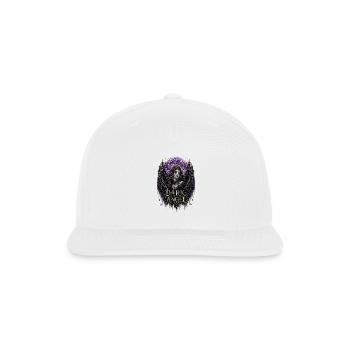 Dark Angel Gothic Moon Wings Beaded Rhinestone Art - Snapback Baseball Cap - white - Front