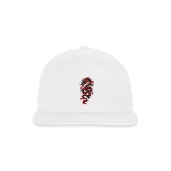 Traditional Japanese Dragon Crimson Red Art - Snapback Baseball Cap - white - Front