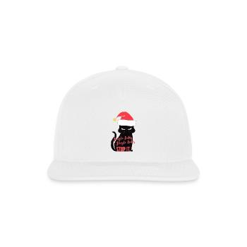 Grumpy Christmas Cat in Santa Hat Funny Holiday Hu - Snapback Baseball Cap - white - Front