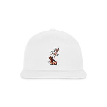 Red Panda Ukiyoe Koi Catch - Snapback Baseball Cap - white - Front